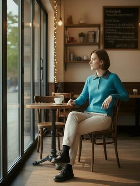 Liz Claiborne Teal Ribbed Button Collar Sweater